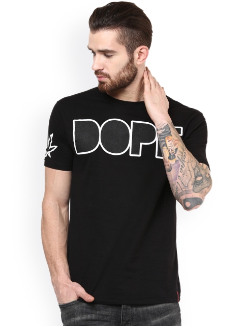 

PUNK Men Black Printed Round Neck T-shirt