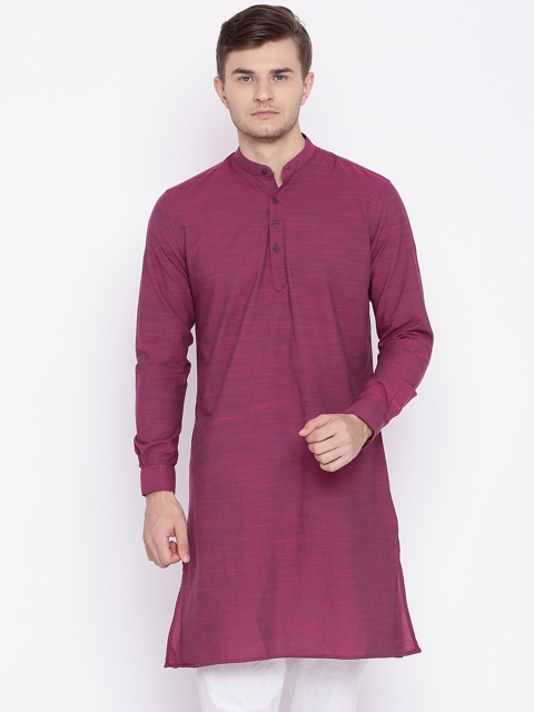 

British Club Men Purple Solid Straight Kurta