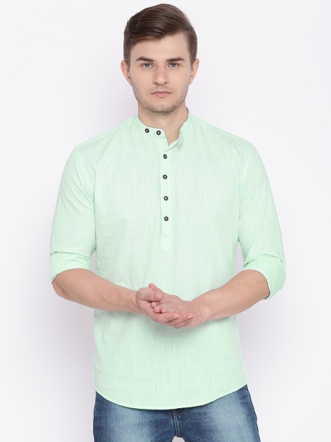 

British Club Men Green Solid Straight Kurta