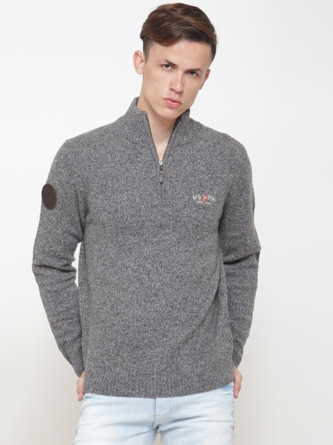 

U.S. Polo Assn. Denim Co. Men Grey Solid Sweater
