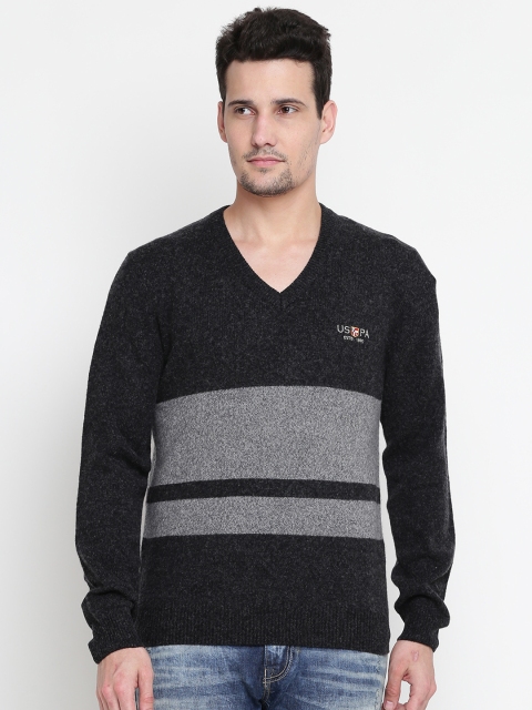 

U.S. Polo Assn. Denim Co. Men Grey Striped Sweater