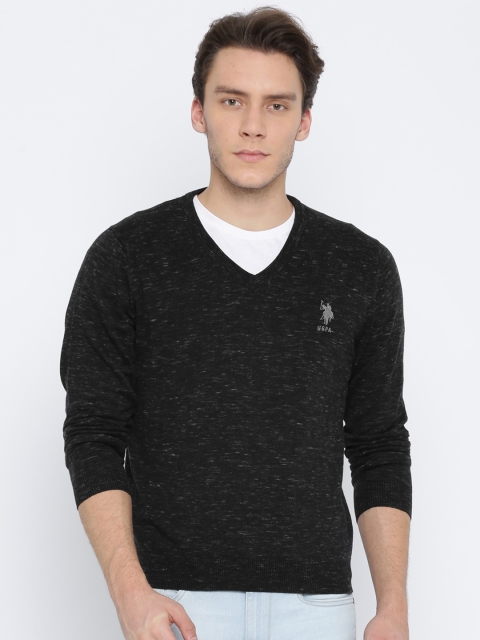 

U.S. Polo Assn. Men Charcoal Grey Solid Sweater