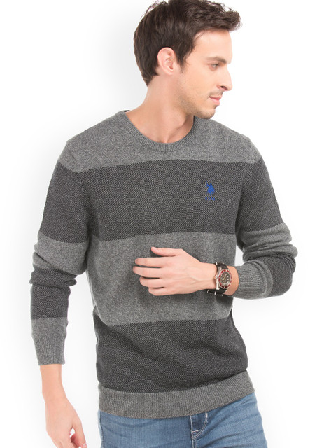 

U.S. Polo Assn. Men Grey Striped Sweater