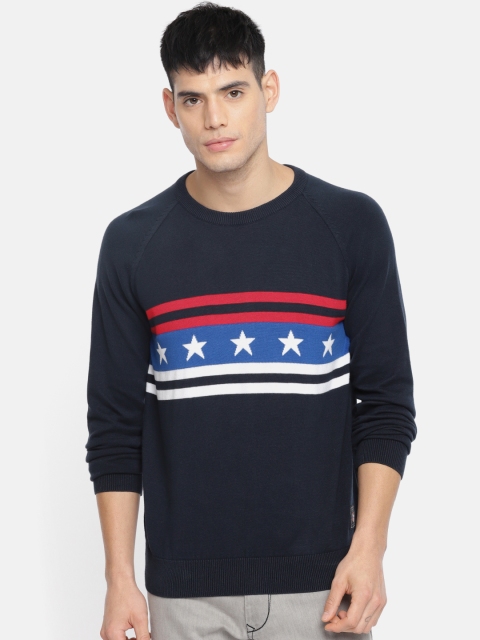 

U.S. Polo Assn. Men Navy Printed Pullover, Navy blue