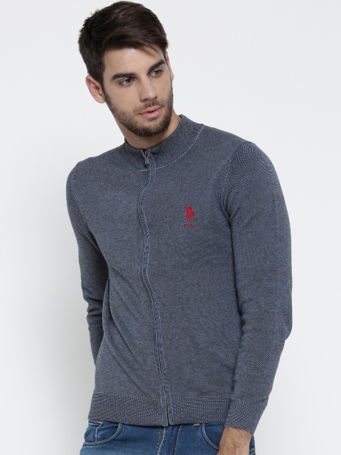 

U.S. Polo Assn. Men Blue Self-Design Cardigan