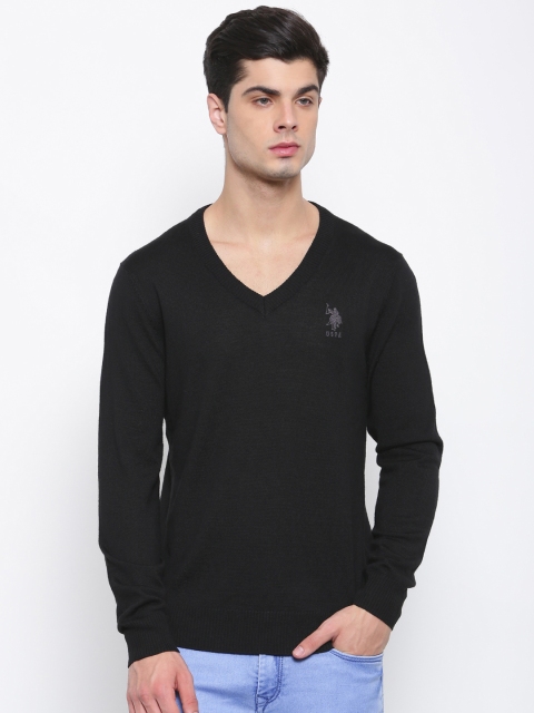 

U.S. Polo Assn. Men Black Solid Pullover
