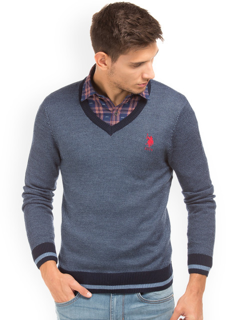 

U.S. Polo Assn. Men Blue Solid Sweater