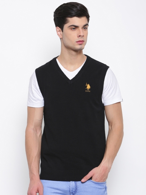 

U.S. Polo Assn. Men Black Solid Sweater Vest