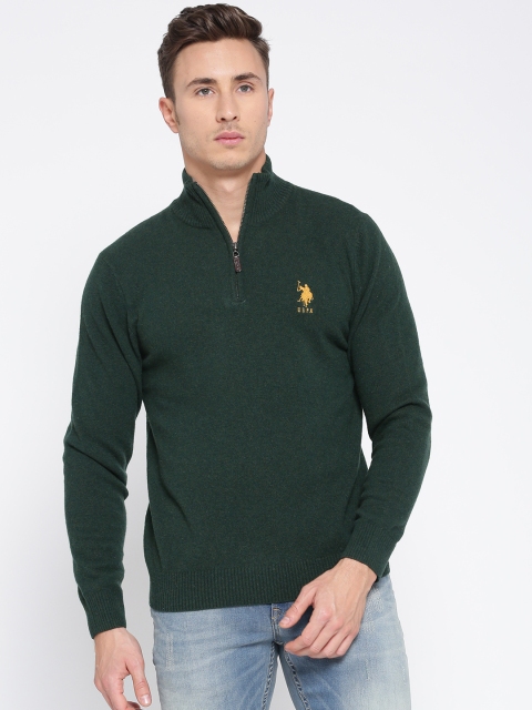 

U.S. Polo Assn. Men Green Solid Pullover