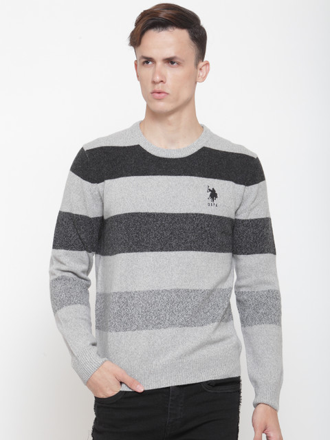 

U.S. Polo Assn. Men Grey Striped Sweater