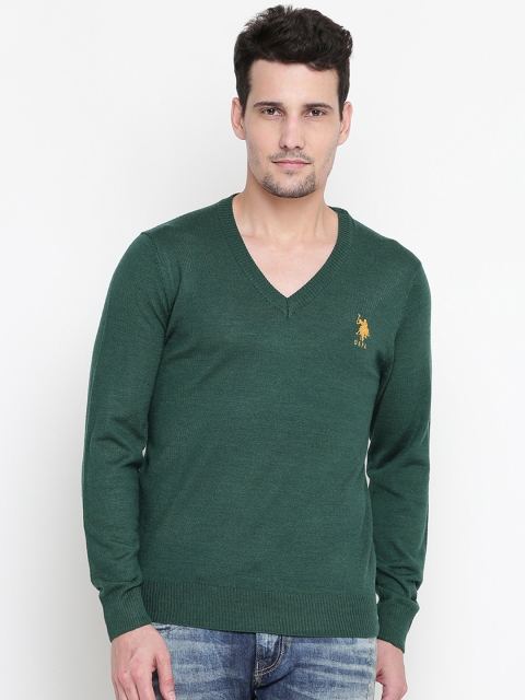 

U.S. Polo Assn. Men Green Solid Sweater