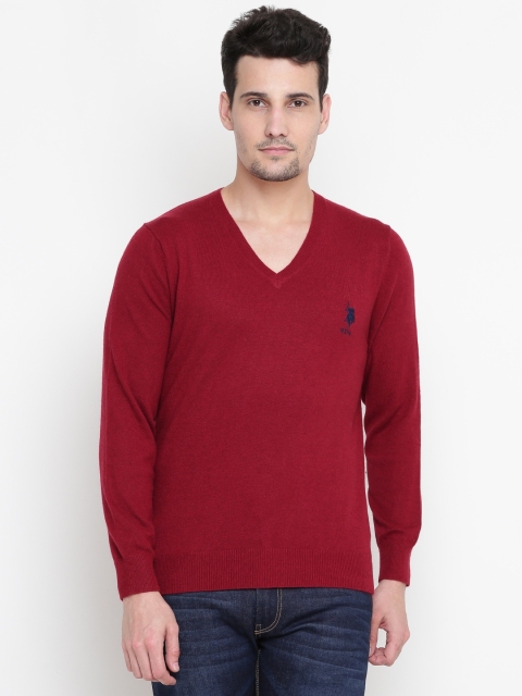

U.S. Polo Assn. Men Maroon Solid Sweater