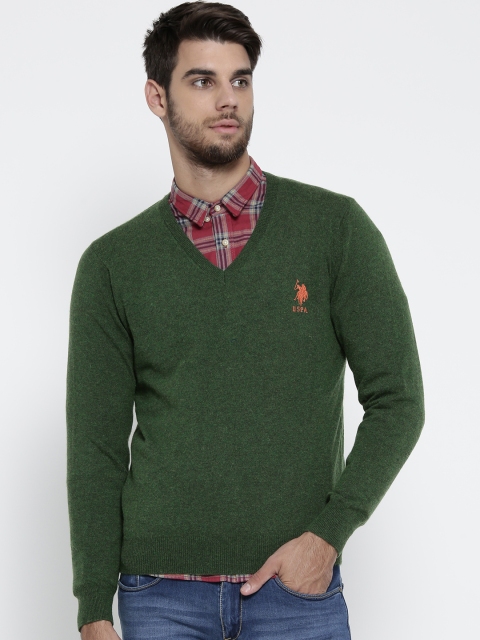 

U.S. Polo Assn. Men Green Solid Sweater