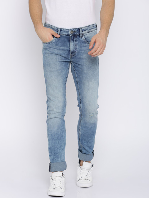 

U.S. Polo Assn. Denim Co. Men Blue Skinny Fit Mid-Rise Low Distress Stretchable Jeans