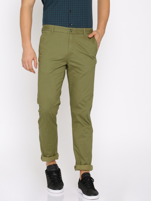 

U.S. Polo Assn. Men Olive Green Slim Fit Solid Trousers