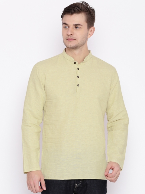 

British Club Men Beige Solid Straight Kurta