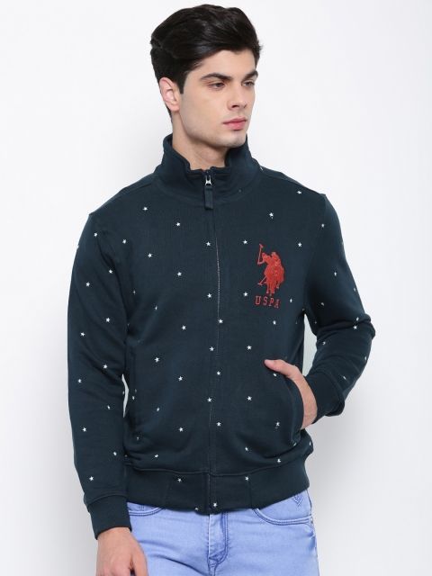

U.S. Polo Assn. Men Navy Blue Self Design Sweatshirt