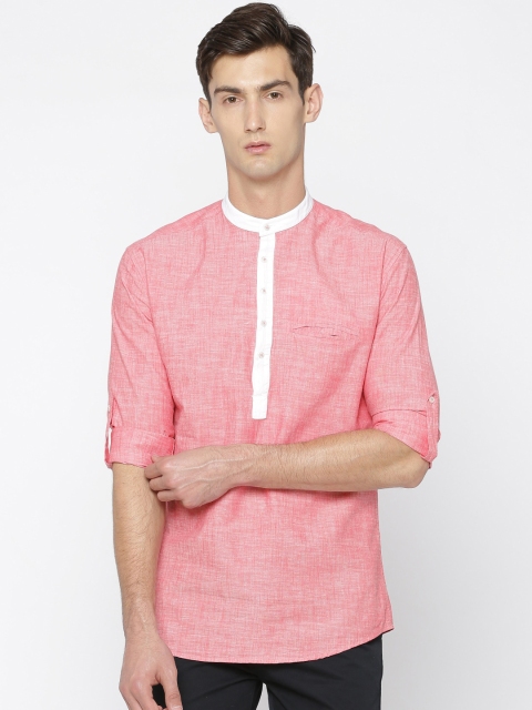 

British Club Men Pink Solid Straight Kurta