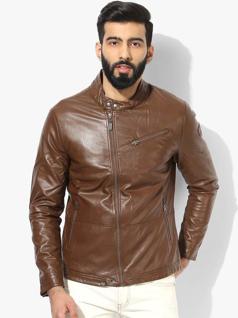 

U.S. Polo Assn. Men Brown Solid Biker Jacket