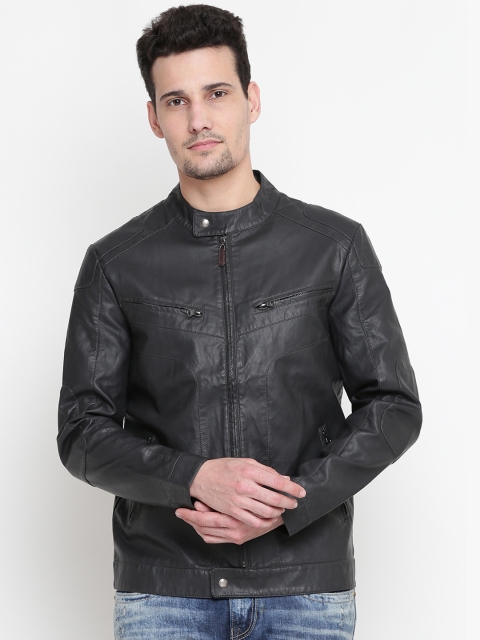

U.S. Polo Assn. Denim Co. Men Black Solid Faux Leather Biker Jacket
