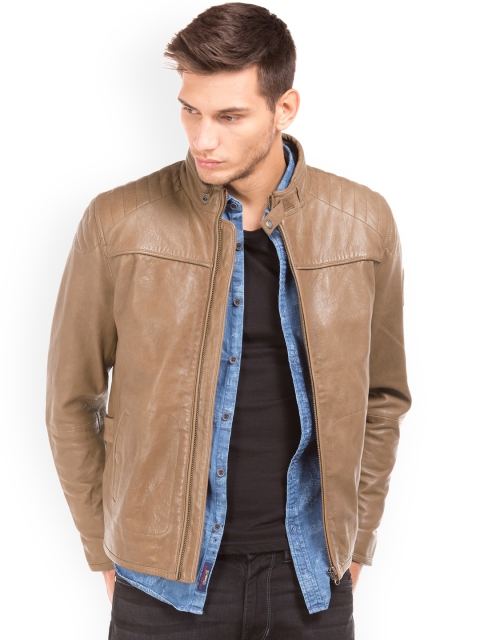 

U.S. Polo Assn. Denim Co. Men Brown Solid Leather Jacket