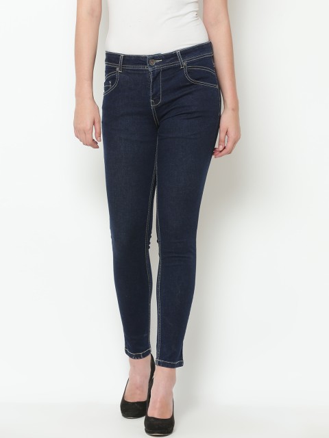 

United Colors of Benetton Women Navy Slim Fit Clean Look Stretchable Ankle-Length Jeans, Navy blue