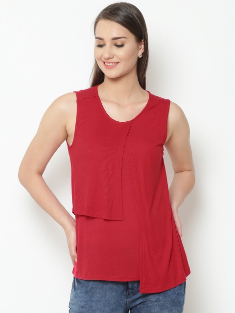 

United Colors of Benetton Women Red Layered Solid Top