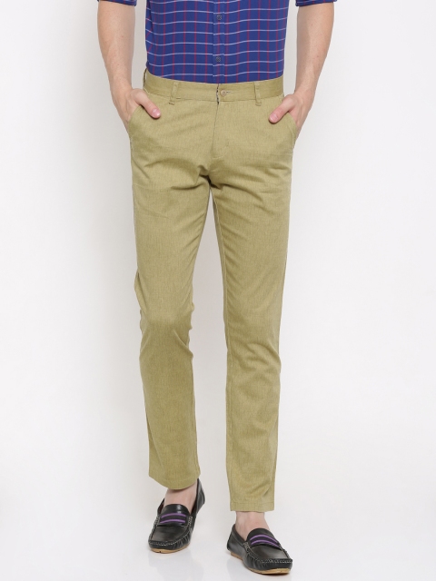 

British Club Men Beige Slim Fit Solid Regular Trousers