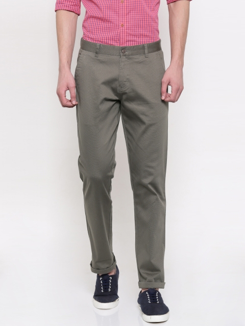 

British Club Men Olive Green Slim Fit Printed Chinos