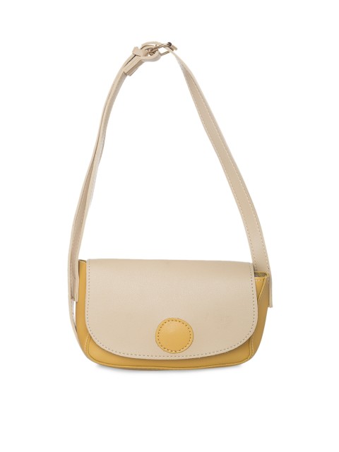 

Alvaro Castagnino Tan Brown & Cream-Coloured Colourblocked Sling Bag