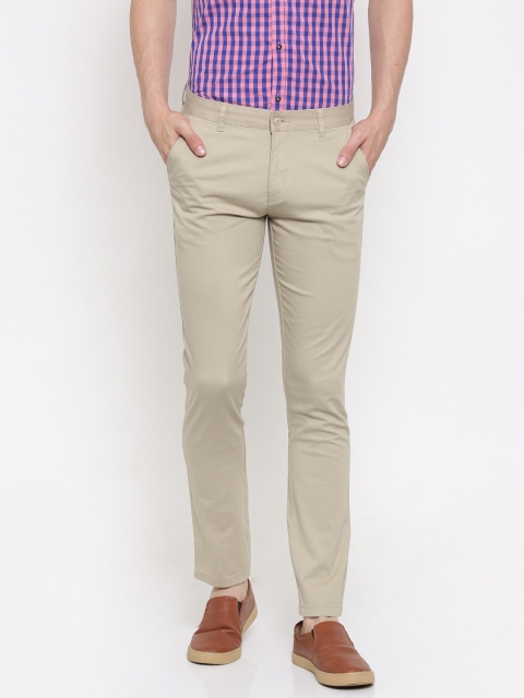 

British Club Men Beige Slim Fit Solid Regular Trousers