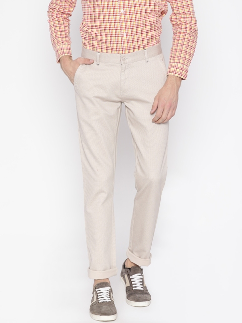 

British Club Men Beige Slim Fit Printed Trousers