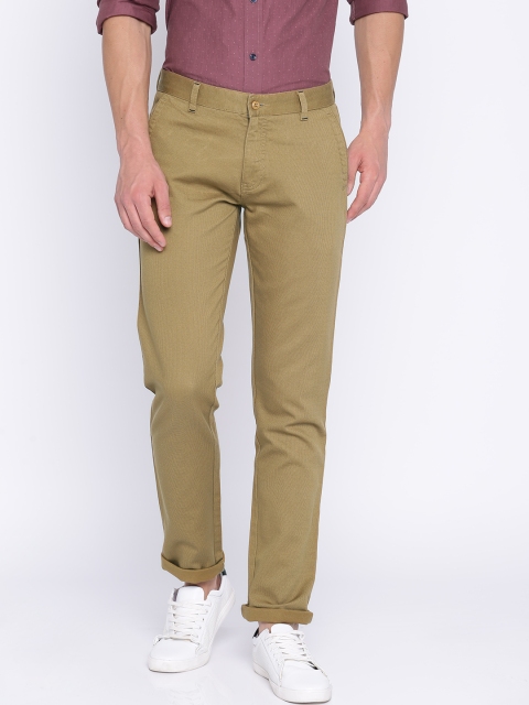 

British Club Men Beige Slim Fit Self-Design Chinos