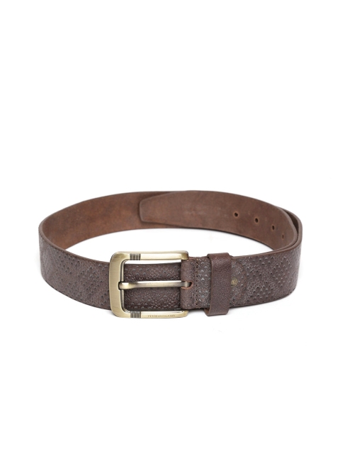 

Peter England Men Brown Textured Genuine Leather Belt