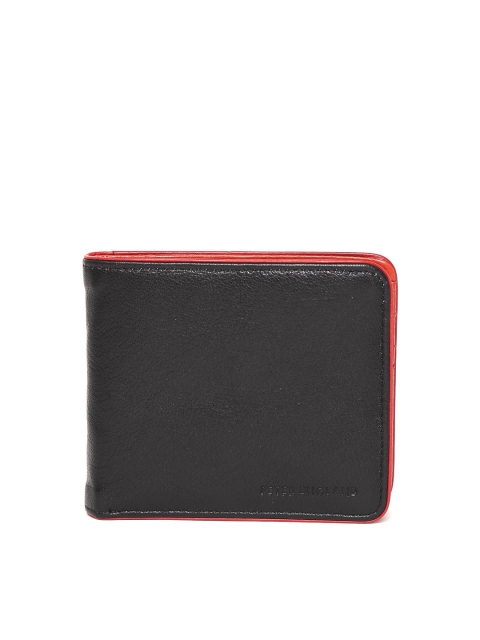 

Peter England Men Black Solid Two Fold Wallet