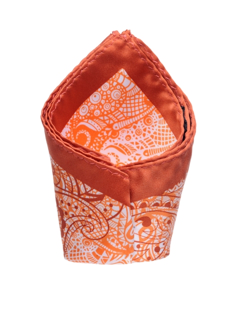 

Peter England White & Orange Printed Pocket Square
