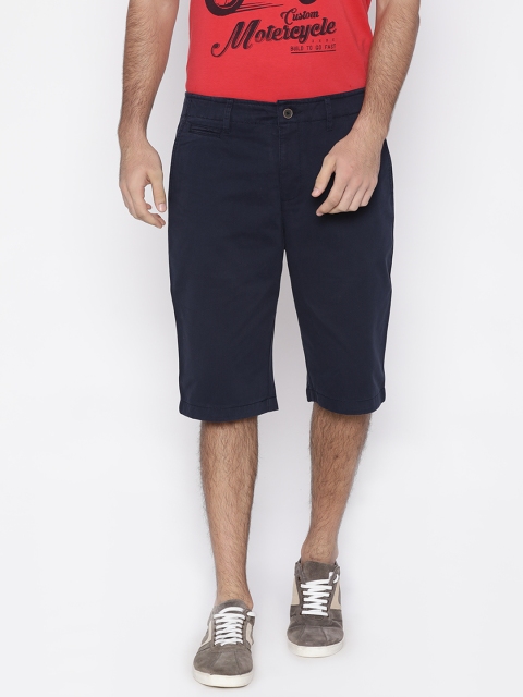 

Nature Casuals Men Navy Blue Solid Slim Fit Chino Shorts