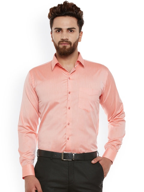 

Hancock Men Peach Solid Slim Fit Formal Shirt