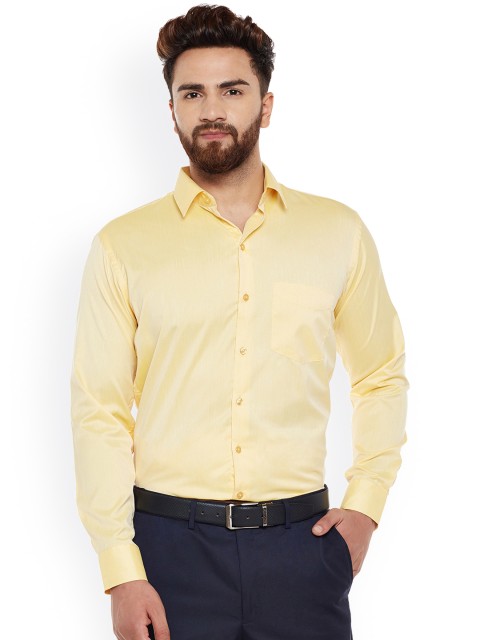 

Hancock Men Yellow Slim Fit Solid Formal Shirt