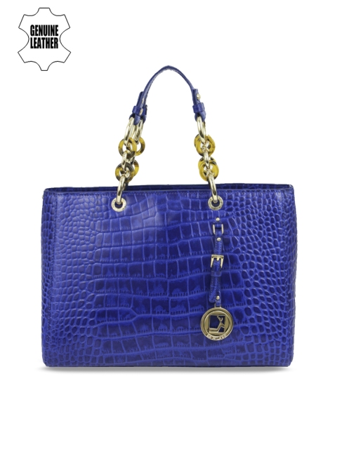 

Da Milano Blue Textured Genuine Leather Handheld Bag