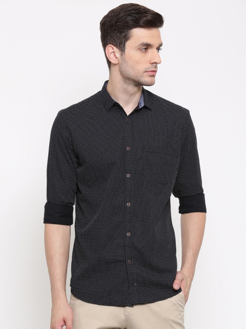 

British Club Men Black Slim Fit Printed Casual Shirt