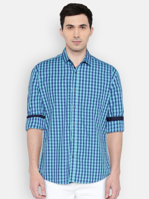 

British Club Men Blue Slim Fit Checked Casual Shirt