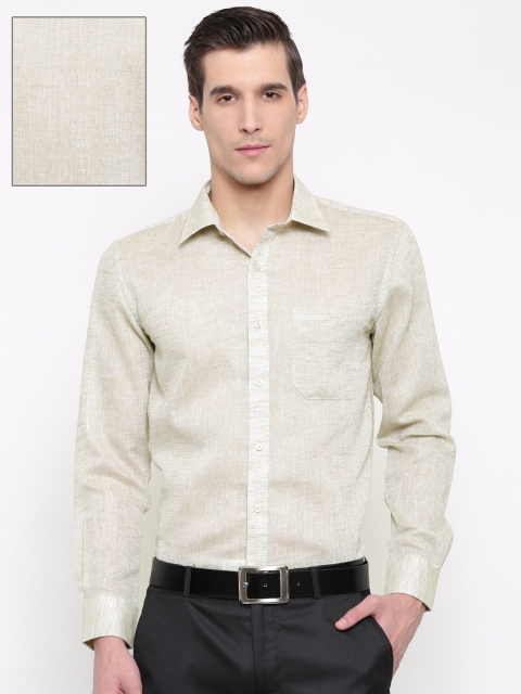 

British Club Men Beige Regular Fit Solid Formal Shirt