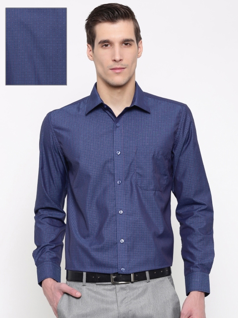 

British Club Men Blue & Red Regular Fit Checked Formal Shirt