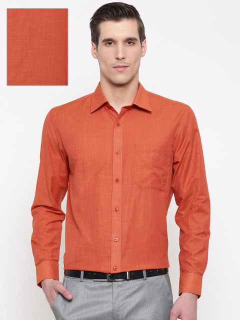 

British Club Men Rust Orange Regular Fit Solid Formal Shirt