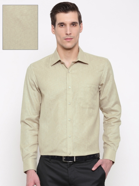 

British Club Men Beige Regular Fit Solid Formal Shirt