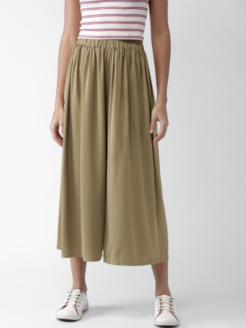 

FOREVER 21 Women Khaki Regular Fit Solid Culottes
