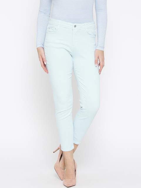 

FOREVER 21 Women Blue Mid-Rise Clean Look Stretchable Jeans