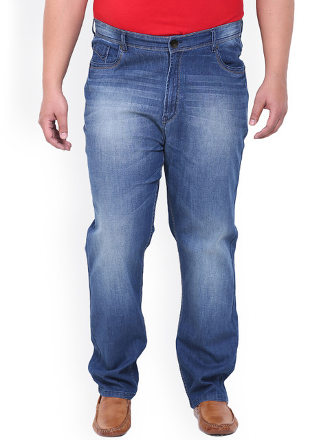 

John Pride Plus Size Men Blue Smart Smart Fit Mid-Rise Clean Look Jeans