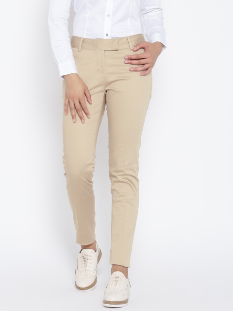 

Wills Lifestyle Women Beige Slim Fit Solid Formal Trousers